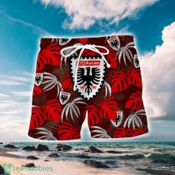 FC Aarau Leaf Pattern Tropical Hawaiian Shirt And Shorts Beach Gift image FC Aarau Leaf Pattern Tropical Hawaiian Shirt And Shorts Beach Gift Product Photo 2