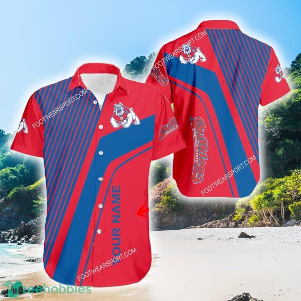 Fresno State Bulldogs Luxury Logo All Over Print Hawaiian Shirt For Summer Custom Name - Fresno State Bulldogs Luxury Logo All Over Print Hawaiian Shirt For Summer Custom Name