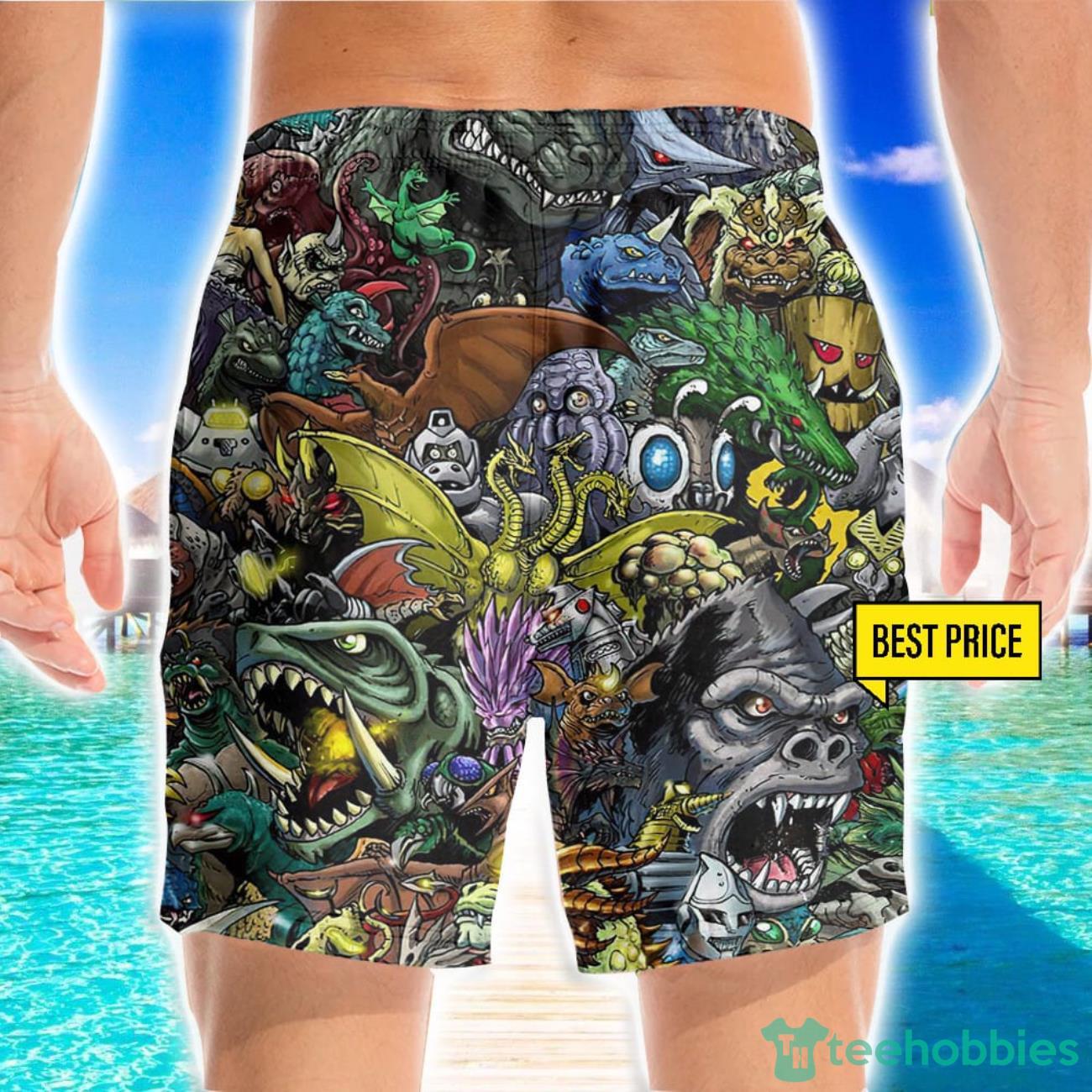 Gadzillo Collage Kaiju Monsters Funny Style 3D Beach Shorts For Men Gift Summer Gift image Gadzillo Collage Kaiju Monsters Funny Style 3D Beach Shorts For Men Gift Summer Gift Product Photo 2