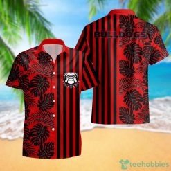 Georgia Bulldogs Leaf and Stripe Pattern Hawaiian Shirt For Fans Summer Gift Product Photo 1