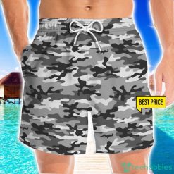 Grey Camouflage Pattern 3D Beach Shorts For Men Gift Summer Gift Product Photo 1