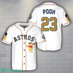 Houston Astros Winnie the Pooh Baseball Jersey Shirt Cute Gift For Men Women Custom Name Number Product Photo 1