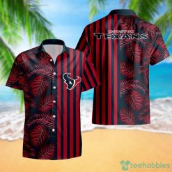 Houston Texans Leaf and Stripe Pattern Hawaiian Shirt For Fans Summer Gift Product Photo 1