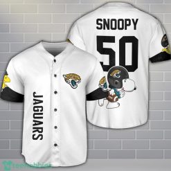 Jacksonville Jaguars Snoopy Baseball Jersey White Cute Gift For Fans Custom Name Number Product Photo 1
