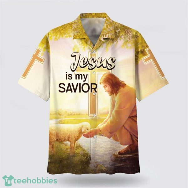 Jesus Is My Savior Jesus Lamb Drinking Water All Over Printed 3D Hawaiian Shirt Product Photo 1