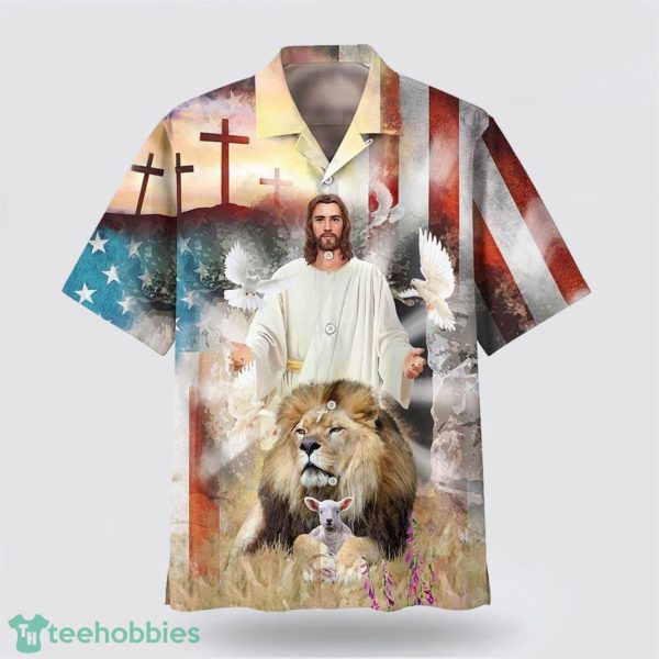Jesus Lion And The Lamb Cross All Over Printed 3D Hawaiian Shirt Product Photo 1