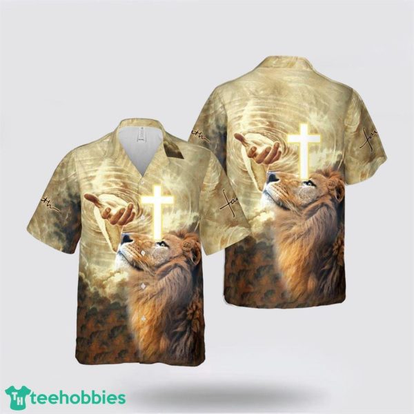 Jesus Lion Cross All Over Printed 3D Hawaiian Shirt Product Photo 1