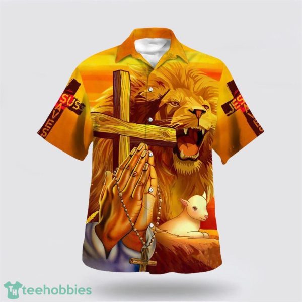 Jesus Lion Cross Faith Over Fear 3D Hawaiian Shirt For Men And Women Hoilday Gift Product Photo 1