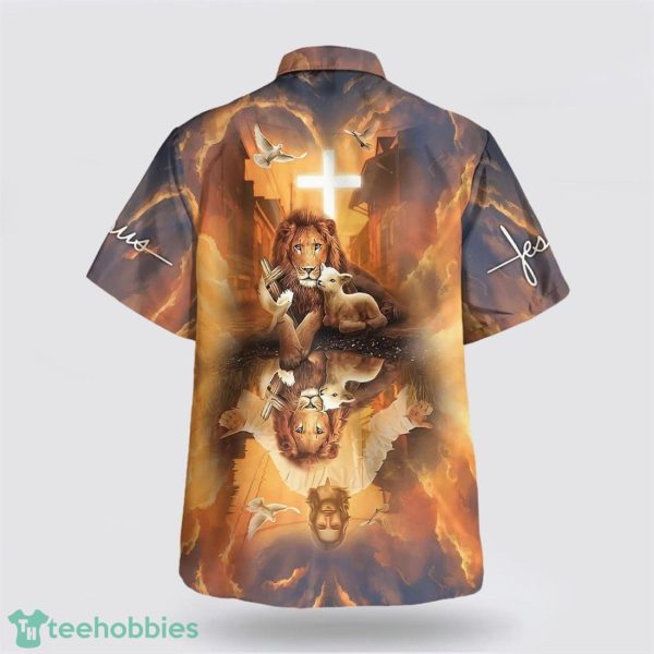 Jesus Lion King And Lamb Cross All Over Printed 3D Hawaiian Shirt Product Photo 2