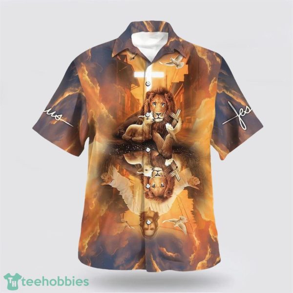 Jesus Lion King And Lamb Cross All Over Printed 3D Hawaiian Shirt Product Photo 1