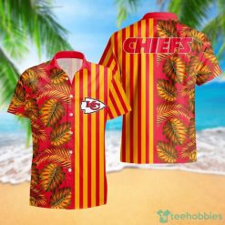 Kansas City Chiefs Leaf and Stripe Pattern Hawaiian Shirt For Fans Summer Gift Product Photo 1