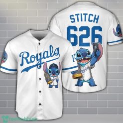 Kansas City Royals Lilo And Stitch Baseball Jersey White Custom Name Number Product Photo 1