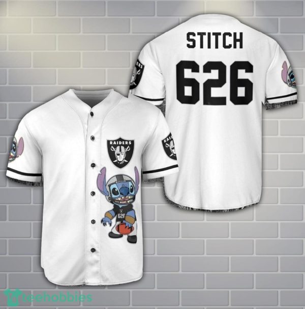 Las Vegas Raiders Lilo And Stitch Baseball Jersey Shirt Custom Name Number Team Gift Product Photo 1