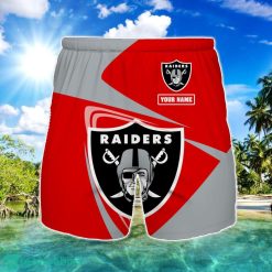 Las Vegas Raiders Logo Printed 3D Beach Shorts For Men Custom Name Summer Gift Ideas Product Photo 1