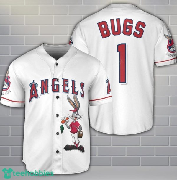 Los Angeles Angels Looney Tunes Bugs Bunny White 3D Baseball Jersey Shirt Custom Name Number Product Photo 1