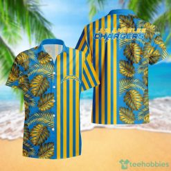 Los Angeles Chargers Leaf and Stripe Pattern Hawaiian Shirt For Fans Summer Gift Product Photo 1
