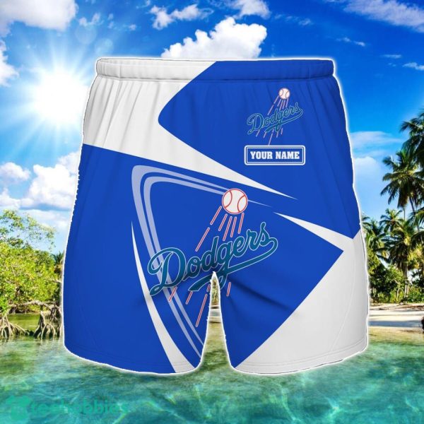 Los Angeles Dodgers Logo Printed 3D Beach Shorts For Men Custom Name Summer Gift Ideas Product Photo 1