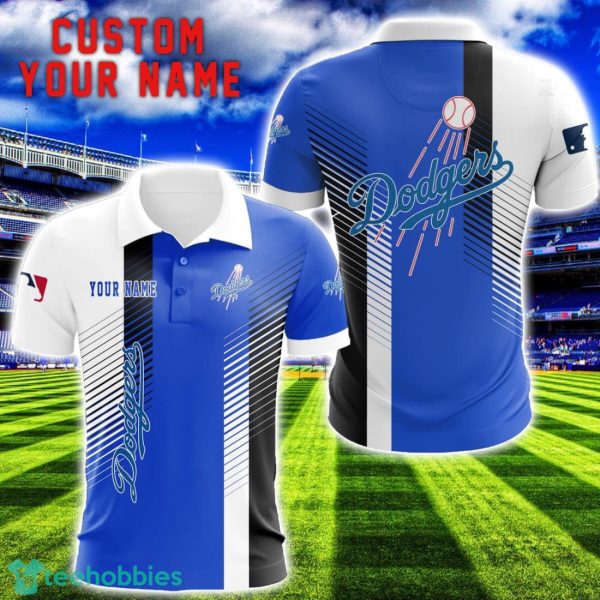 Los Angeles Dodgers Team Striped Style 3D Printed Polo SHirt For Fans Custom Name Product Photo 1