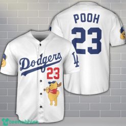 Los Angeles Dodgers Winnie the Pooh Baseball Jersey Shirt Cute Gift For Men Women Custom Name Number Product Photo 1