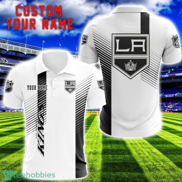 Los Angeles Kings Team Striped Style 3D Printed Polo SHirt For Fans Custom Name Product Photo 1
