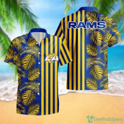 Los Angeles Rams Leaf and Stripe Pattern Hawaiian Shirt For Fans Summer Gift Product Photo 1