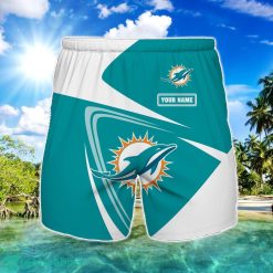 Miami Dolphins Logo Printed 3D Beach Shorts For Men Custom Name Summer Gift Ideas Product Photo 1