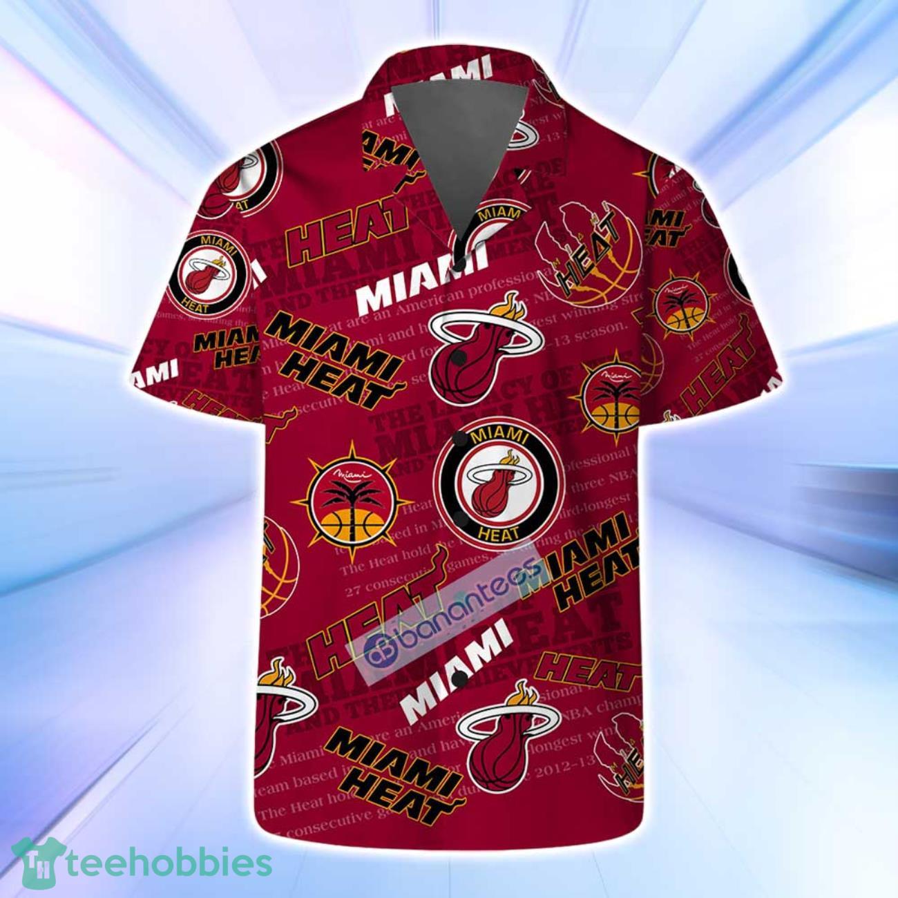 Miami Heat NBA Logo Basketball Stars Pattern Set Hawaiian Shirt & Short image Miami Heat NBA Logo Basketball Stars Pattern Set Hawaiian Shirt & Short Product Photo 2