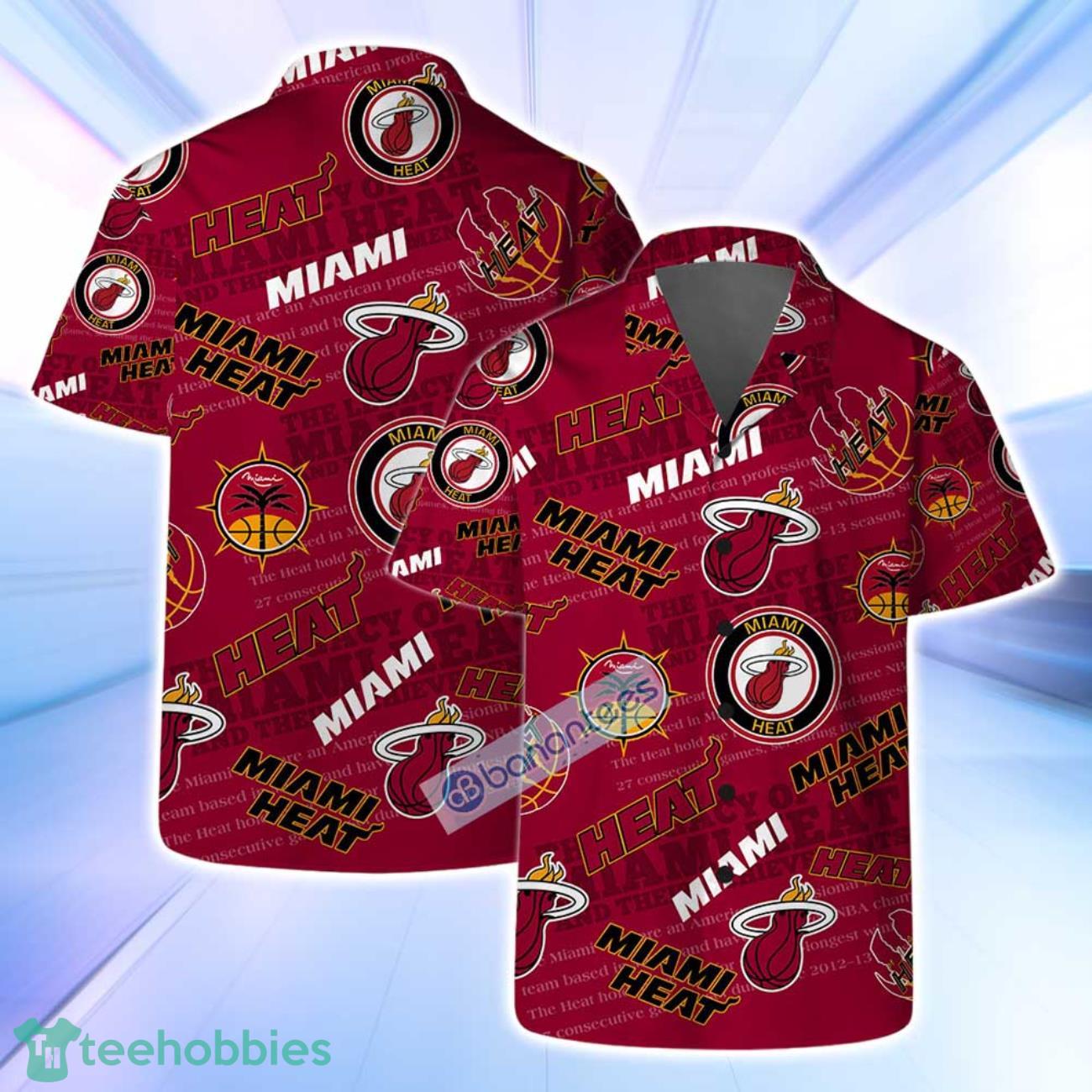 Miami Heat NBA Logo Basketball Stars Pattern Set Hawaiian Shirt & Short image Miami Heat NBA Logo Basketball Stars Pattern Set Hawaiian Shirt & Short Product Photo 1
