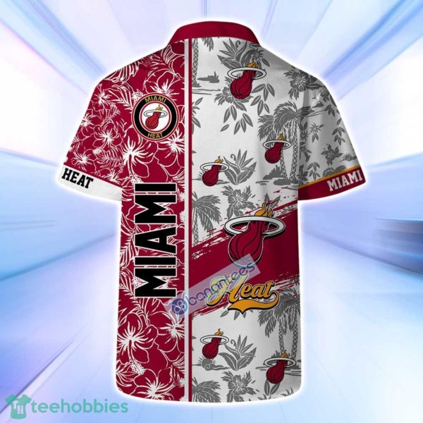 Miami Heat NBA Logo Hibiscus Mix Tree Pattern Set Hawaiian Shirt & Short Product Photo 3