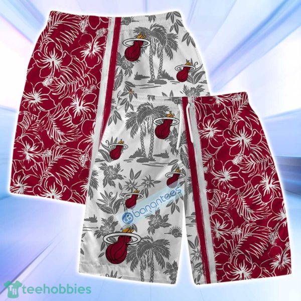Miami Heat NBA Logo Hibiscus Mix Tree Pattern Set Hawaiian Shirt & Short Product Photo 4