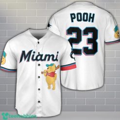 Miami Marlins Winnie the Pooh Baseball Jersey Shirt Cute Gift For Men Women Custom Name Number Product Photo 1