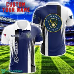 Milwaukee Brewers Team Striped Style 3D Printed Polo SHirt For Fans Custom Name Product Photo 1
