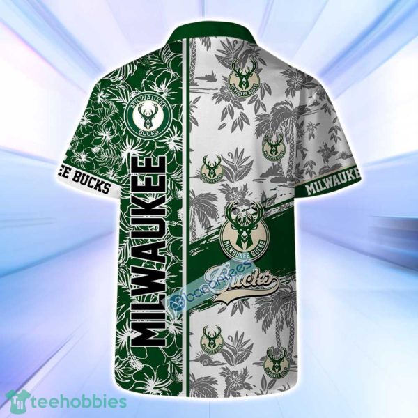 Milwaukee Bucks NBA Logo Hibiscus Mix Tree Pattern Set Hawaiian Shirt & Short Product Photo 3