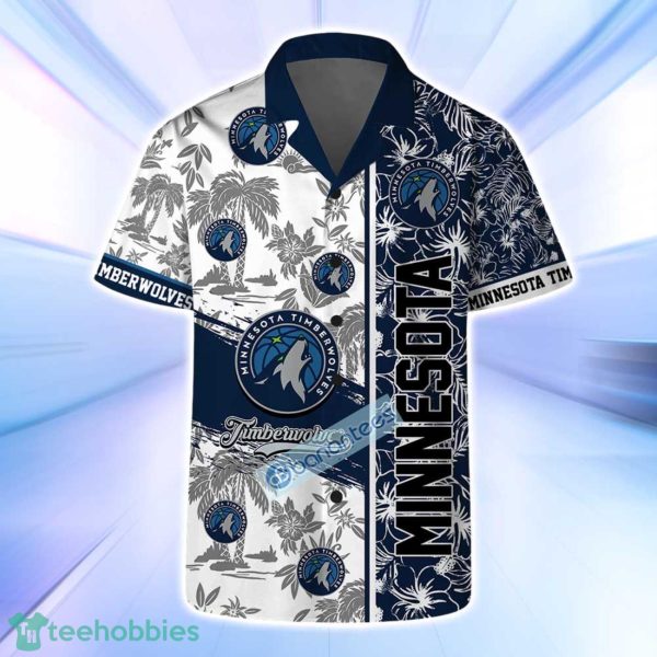 Minnesota Timberwolves NBA Logo Hibiscus Mix Tree Pattern Set Hawaiian Shirt & Short Product Photo 2