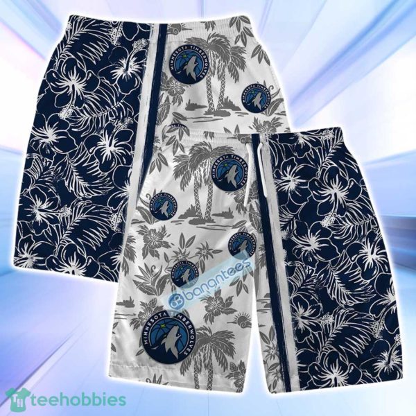 Minnesota Timberwolves NBA Logo Hibiscus Mix Tree Pattern Set Hawaiian Shirt & Short Product Photo 4