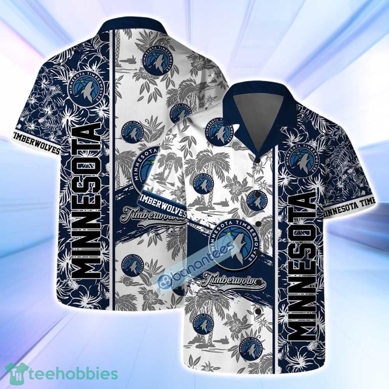 Minnesota Timberwolves NBA Logo Hibiscus Mix Tree Pattern Set Hawaiian Shirt & Short Product Photo 1