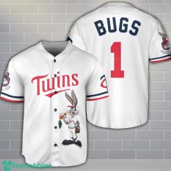 Minnesota Twins Looney Tunes Bugs Bunny White 3D Baseball Jersey Shirt Custom Name Number Product Photo 1