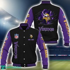 Minnesota Vikings Team 3D Printed Baseball Jacket Custom Name Sport Jacket Product Photo 1