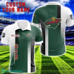 Minnesota Wild Team Striped Style 3D Printed Polo SHirt For Fans Custom Name Product Photo 1