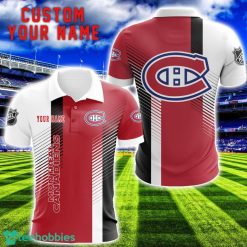 Montreal Canadiens Team Striped Style 3D Printed Polo SHirt For Fans Custom Name Product Photo 1