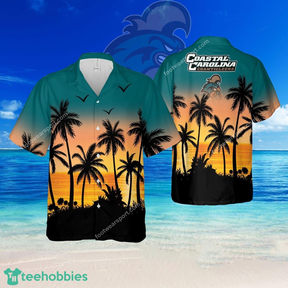 NCAA Coastal Carolina Chanticleers Hibiscus Logo 3D Hawaiian Shirt For Men And Women - NCAA Coastal Carolina Chanticleers Hibiscus Logo 3D Hawaiian Shirt For Men And Women