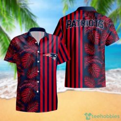 New England Patriots Leaf and Stripe Pattern Hawaiian Shirt For Fans Summer Gift Product Photo 1