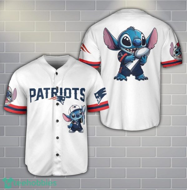 New England Patriots Lilo And Stitch Baseball Jersey Shirt Limited For Fans Product Photo 1