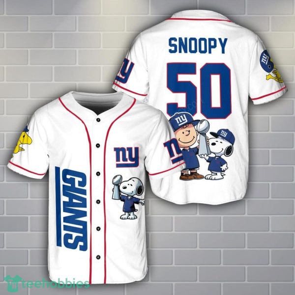 New York Giants Peanut Snoopy Champion Baseball Jersey Shirt Custom Name Number Product Photo 1