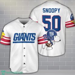 New York Giants Snoopy Baseball Jersey White Cute Gift For Fans Custom Name Number Product Photo 1
