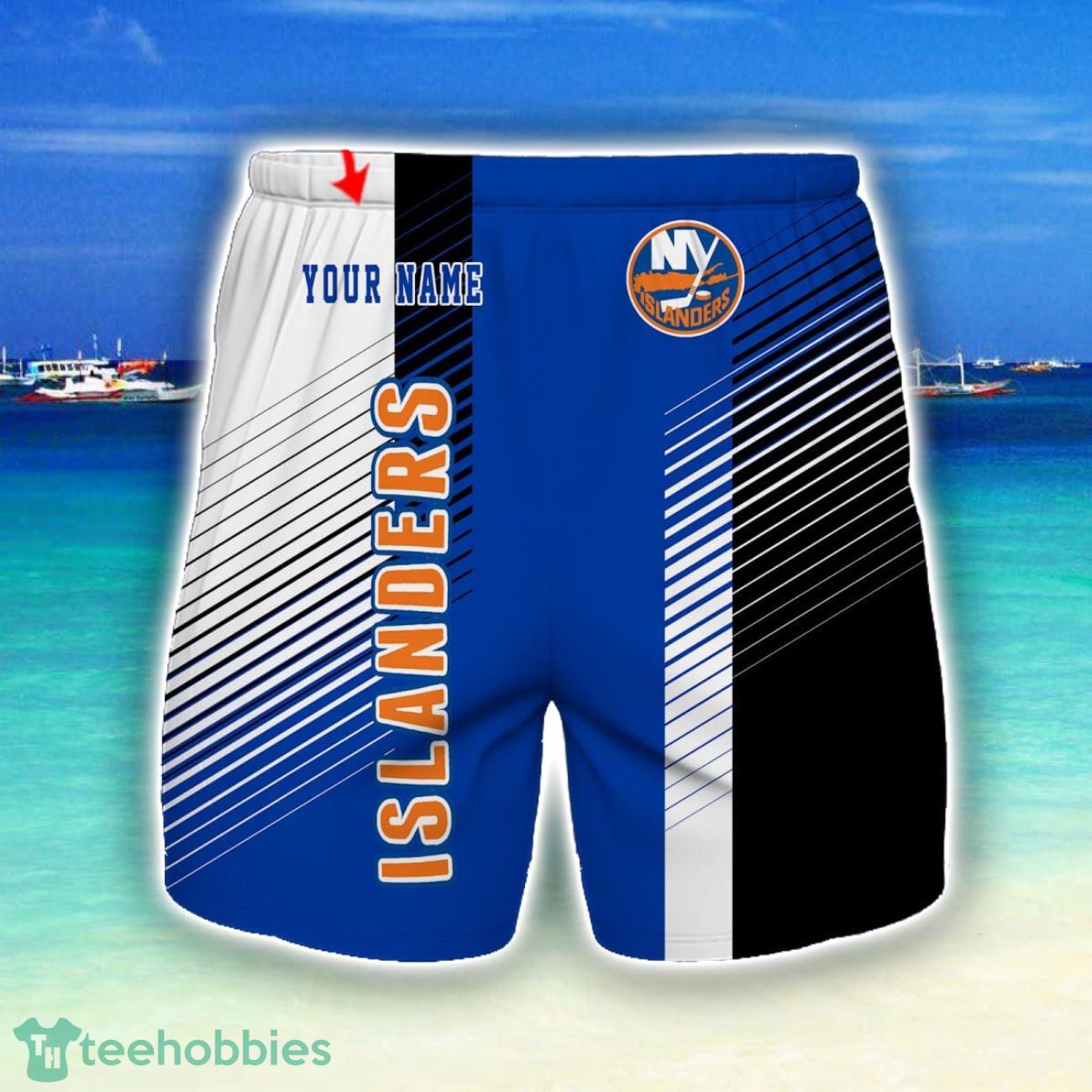 New York Islanders Beach Shorts For Sport Fans Team Summer Gift Custom Name New York Islanders Beach Shorts For Sport Fans Team Summer Gift Custom Name Product Photo 1
