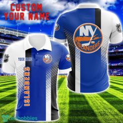 New York Islanders Team Striped Style 3D Printed Polo SHirt For Fans Custom Name Product Photo 1