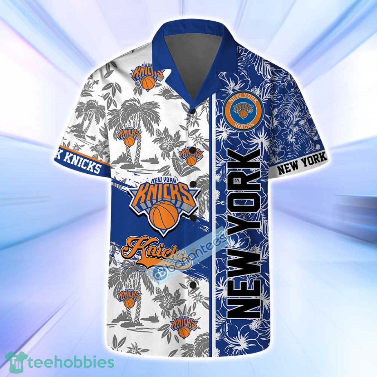 New York Knicks NBA Logo Hibiscus Mix Tree Pattern Set Hawaiian Shirt & Short image New York Knicks NBA Logo Hibiscus Mix Tree Pattern Set Hawaiian Shirt & Short Product Photo 2