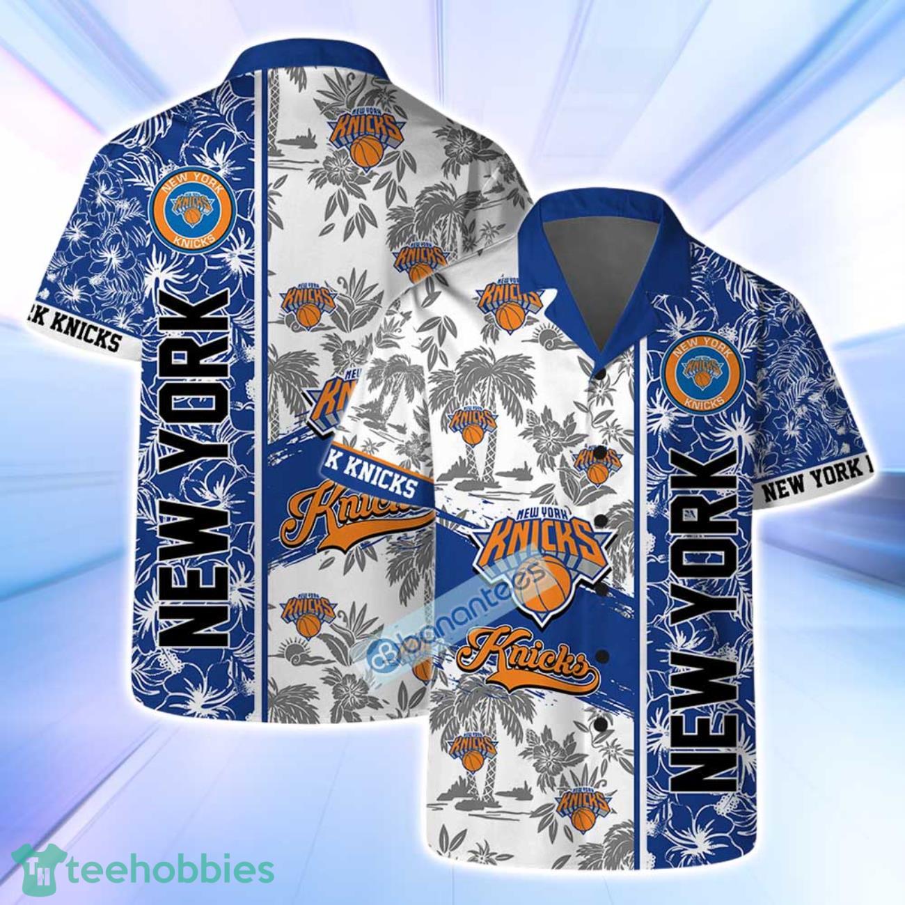 New York Knicks NBA Logo Hibiscus Mix Tree Pattern Set Hawaiian Shirt & Short image New York Knicks NBA Logo Hibiscus Mix Tree Pattern Set Hawaiian Shirt & Short Product Photo 1
