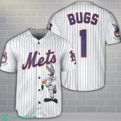 New York Mets Looney Tunes Bugs Bunny White 3D Baseball Jersey Shirt Custom Name Number Product Photo 1
